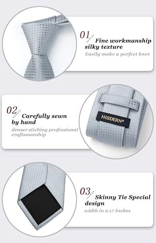 Mens Solid Ties Formal Business 8.5cm / 3.4 inches in Width J-silver Grey - Bild 2 von 6