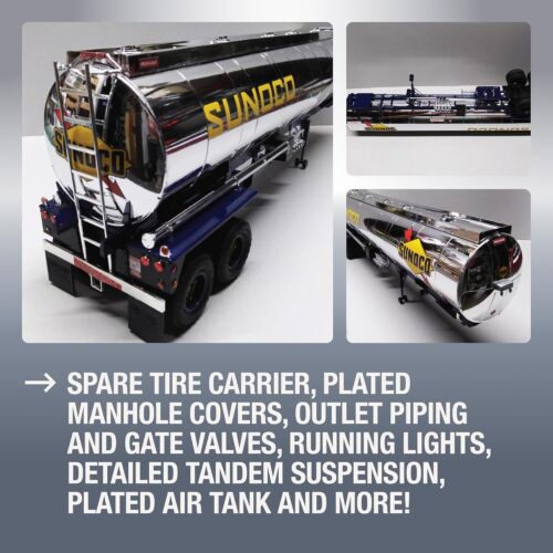 AMT Models Fruehauf Plated Tanker Trailer (Sunoco) 1:25 Scale Model Kit - Picture 4 of 8