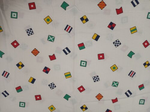 Vintage Marcus Brothers Textiles 1988 Multicolor Flag Square Cotton Fabric 43x36