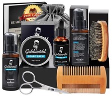 Beard Growth Kit, Grooming Kit, 2 Packs Beard Wash/Shampoo, Growth Oil, Balm