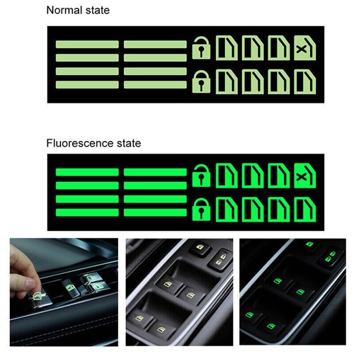 2pcs Car Window Glow Switch Button Sticker Door Night Luminous Decal Accessories - Imagen 10 de 14