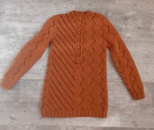 Pull vintage fait main jaune foncé moutarde orange Taille 38