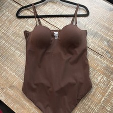 SKIMS Brown Strap Stretch One Piece Bodysuit XL Solid Hand Wash 1 Pack