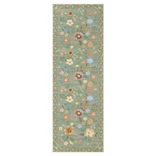 2x6Hallway Runner Rug Non-Slip Ultra-Thin Soft Boho Floral Carpet Green Washable