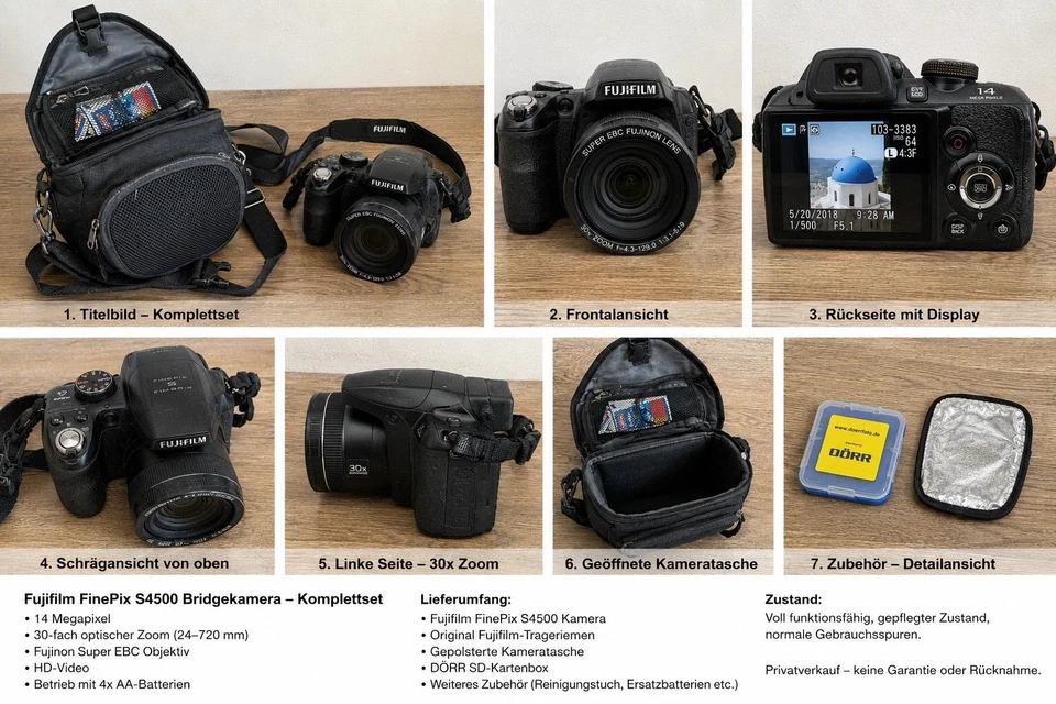 Fujifilm FinePix S4500 Bridgekamera 14MP 30x Zoom HD-Video schwarz Set - Bild 1 von 1