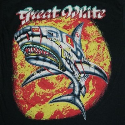 Vintage Great White 1987 Tour Cotton Black All Size Unisex Classic Shirt IN519