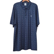 CALLAWAY OPTI-DRI XXL Men's GOLF POLO SHIRT BLUE GEOMETRIC SHORT SLEEVE COULARED