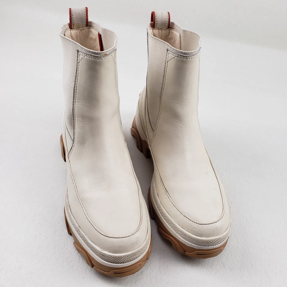Sorel Brex Chelsea Botín Mujer 8.5 Cuero Blanco Impermeable Grueso Suela Foto 3 de 4