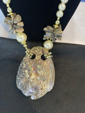 Abalone shell necklace With Pearl Beads vintage