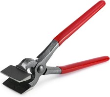 QWORK Flat Pliers Leather Press Pliers, Edge Adjustment Red, Silver