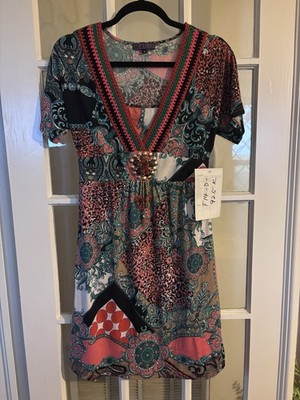 Vini Kawen Bohemian/Boho Dress Womens M Knee Length  Short Sleeve  Sample 