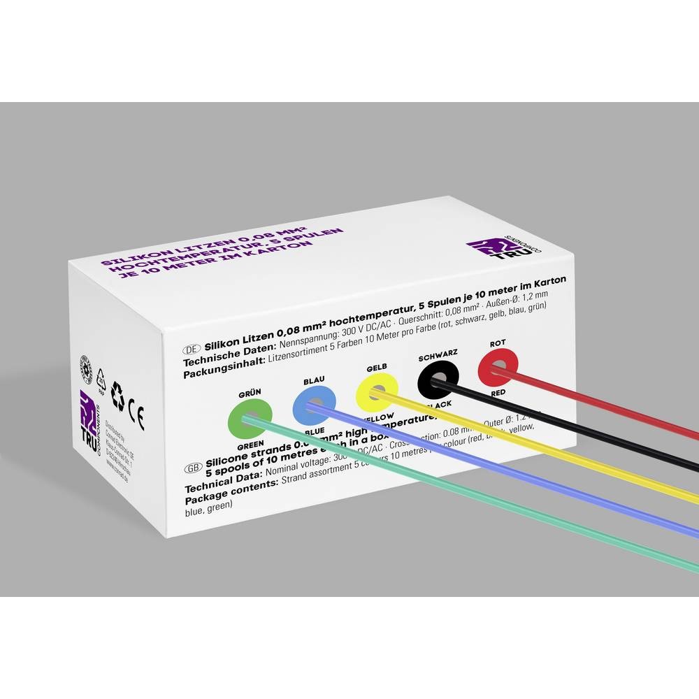 Fil silicone 0.08 mm² TRU COMPONENTS rouge et noir pour câblage de précision
