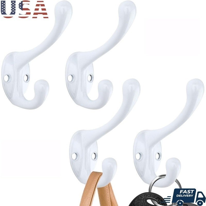 Zinc Alloy Double Wall Hooks Organizing Keys Bags Towels Easy Installation US