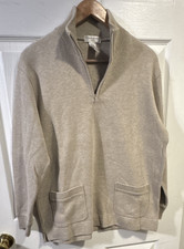 Jones New York 100 Cotton Beige Oversize Pullover Sweater 1/4 Zip Women's - S