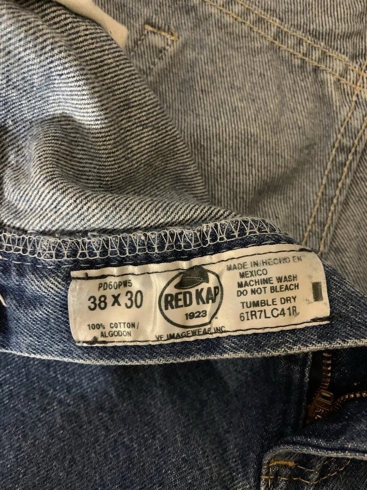 Jeans Red Kap Para Hombre Talla 38 X 30 Peso Pesado Trabajo Denim Azul Pierna Recta Foto 2 de 4