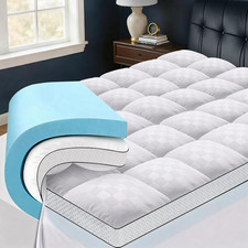 Queen Size 4" Dual Layer Memory Foam Mattress Topper for Back Pain Relief