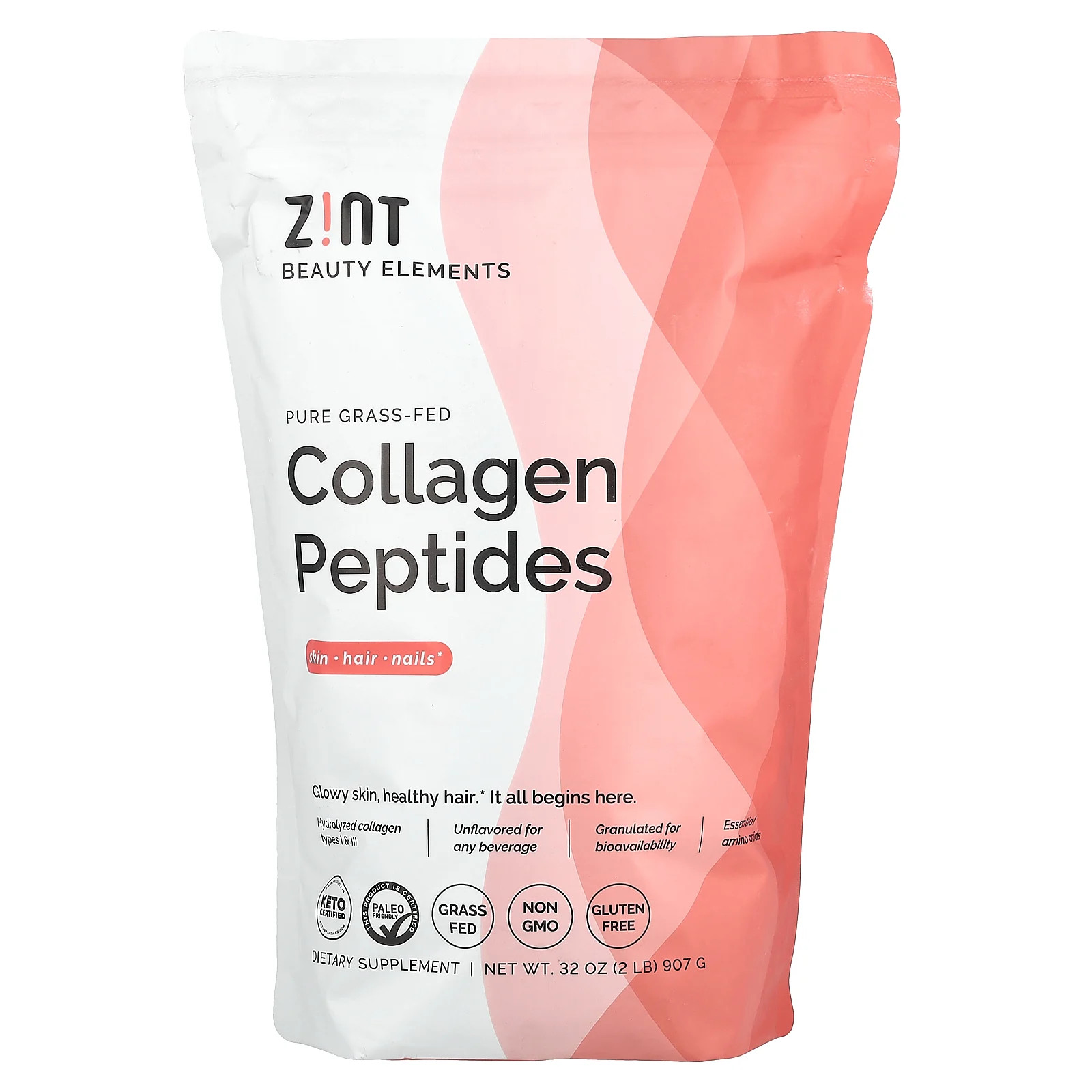 Zint Collagen Hydrolyzate Pure Protein 32 унции 907 г Без молочных продуктов, без глютена