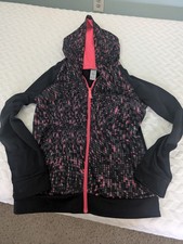 Champion C9 Athletic Jacket Pockets Girls Extra Large 14-16 Black And Neon Pink