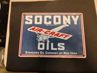 VINTAGE STANDARD SOCONY OILS PORCELAIN SIGN GAS STATION PUMP PLATE GASOLINE