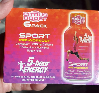 5-hour Energy Sport Citrus Boost Pre-Workout 1 Box 6 Bottles Total Exp. 7/27
