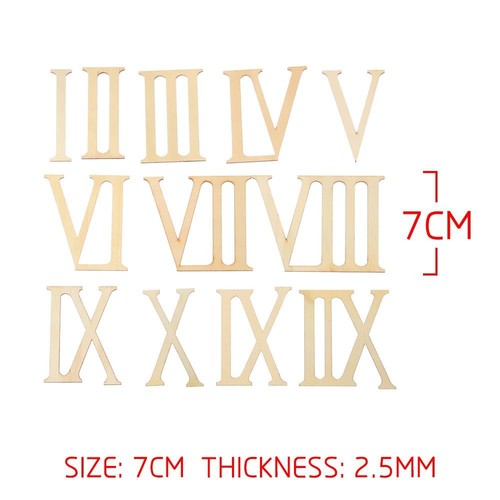 Home Decorations Laser Cut Roman Numerals Clock Accessories Wood Chip Wooden - Picture 2 of 9