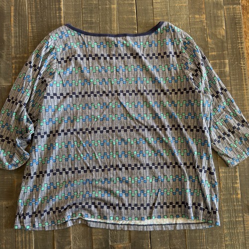 Liz Claiborne blau gestreiftes Baumwolltop 2X, Damen Übergröße 3/4-Arm - Bild 4 von 5