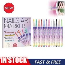 12 Colors Nail Art Pens Set Nail Polish PensNail Art Drawing Graffiti MarkerHOT