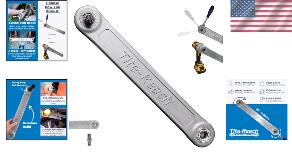 Heavy-Duty 1/2 Inch Extension Wrench with Dual Adaptors & 1200ft/lbs Torque - Image 2 of 4