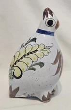 Vintage Tonala Bird Figurine Hand Painted Mexican Folk Art Pottery 6.25  Figure