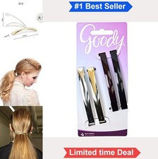Domed Hair Barrettes 3 Inch Black Plastic Snap Closure Glitter 4 Count Non Slip