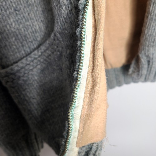 Vtg Hand Knit Heavy Wool Bowling Zippered Cowichan Cardigan Sweater Jacket - Picture 6 of 9