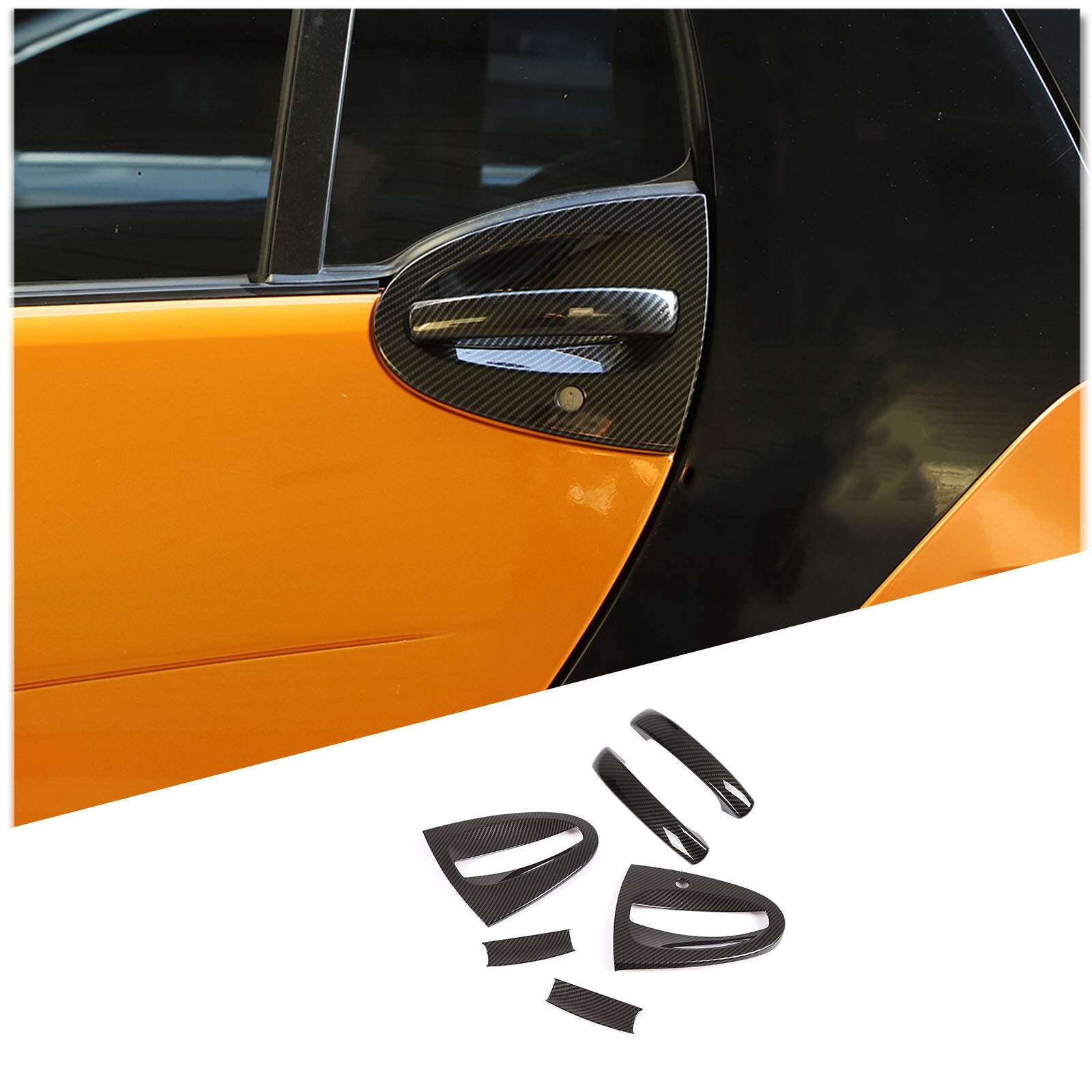 Smart ForTwo 2007-2015 Carbon Fiber ABS Car Handle Cover Protector Kit