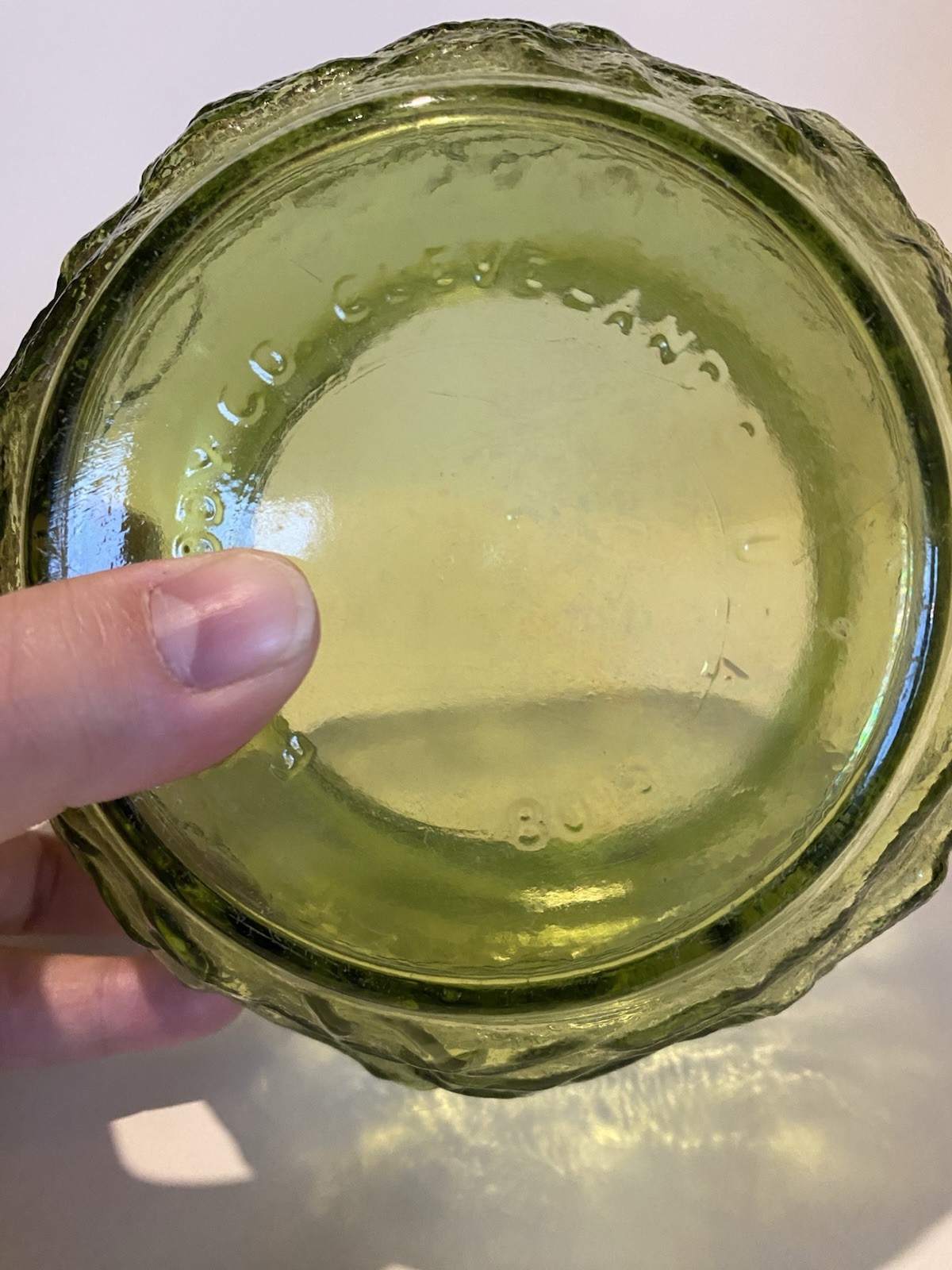 Vintage Green Crinkle Glass Bowl/Vase Made By E.O. Brody Co. USA