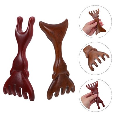  2 Pcs Sandelholz-Beauty-Massagekamm Kopfmassagekamm Kopfhautmassagekamm
