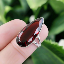 Red Garnet Ring 925 Sterling Silver Ring Handmade Gemstone Ring Women's Ring