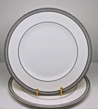Waterford China Carina Platinum 10 3/4 Dinner Plates Set Of 2  Made in ENGLAND D