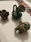 Vintage Handmade Mexico, green pottery, Miniatures, Set of 4 — photo 1