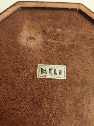 Vintage Cherry Wood Felt Lined Octagon Jewelry Box With Hinged Lid & Mirror Mele - Picture 8 of 8