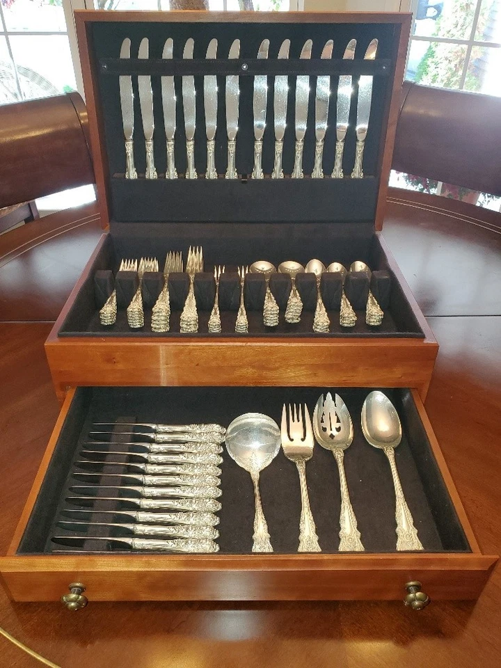 Wallace Sir Christopher 1936 cubiertos de plata de ley 84 piezas ajuste para 12 + Foto 2 de 4