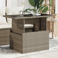 Gartentisch Mit Glasplatte Grau 100X55X73 Cm Poly Rattan
