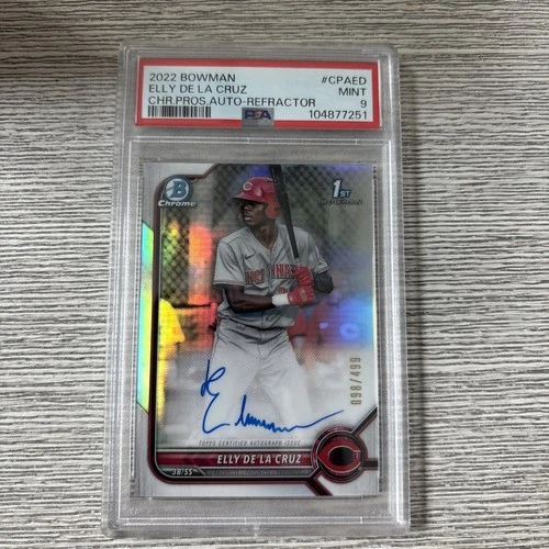 Elly De La Cruz Reds 2022 Bowman Chrome Refractor RC Rookie AUTO /499 PSA 9 MINT