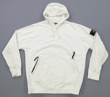 Rare STONE ISLAND Zip Pocket Pullover Hoodie Sweatshirt Streetwear White Size XL