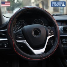 Genuine Leather Steering Wheel Cover Elegant 15.75 Universal Fit Anti-slip