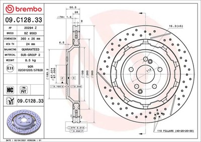 Bremsscheibe hinten BREMBO 09.C128.33