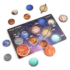 Solar System Wooden Puzzle Toy Model for Kid 3-5, Toddler Montessori Movable