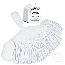 1000 PCS Pre-Strung Price Tags with String, White Paper Label Tags for Garage