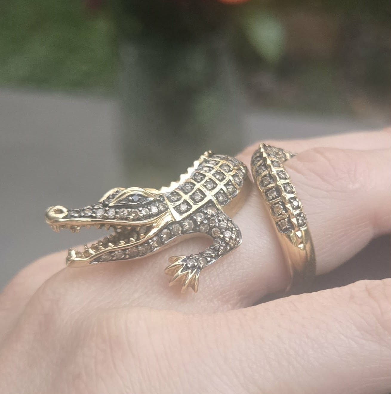 14k Heavy Solid Gold Lizard Alligator Crocodile R… - image 7