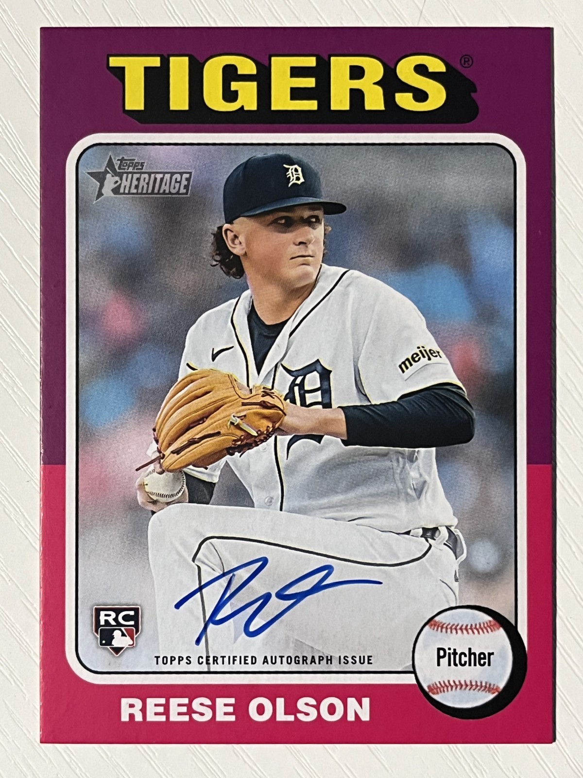 Reese Olson 2024 Topps Heritage Real One Rookie Auto Autograph Detroit Tigers