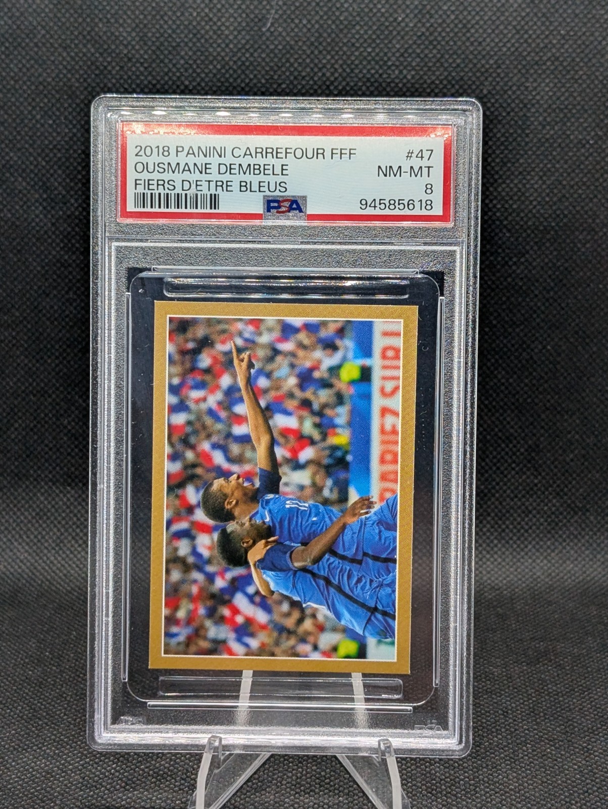 Imagen PANINI n° 47 OUSMANE DEMBELE FIERS D'ETRE BLEUS Carrefour 2018 pie PSA 8