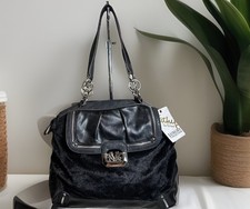 Kathy Van Zeeland  Black Zebra  faux fur Zip Me Satchel Tote Handbag H70115